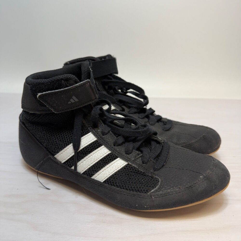 Adidas HVC Black/White Wrestling Shoes Size 4.5 US Male Boys Youth